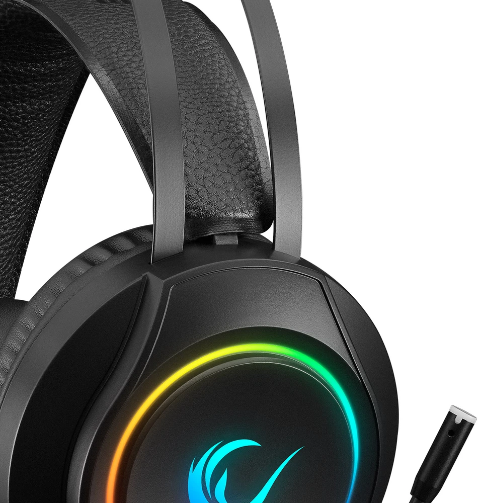 Rampage RM-K45 ORBIT-S juodos RGB LED 7.1 žaidimų ausinės su reguliuojamu mikrofonu