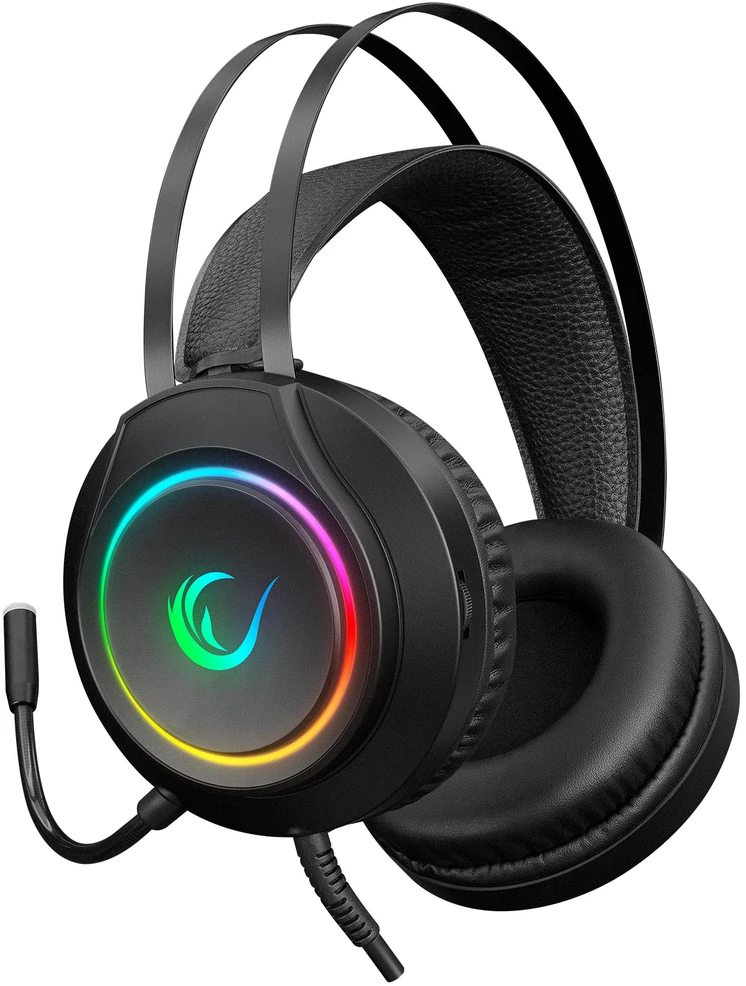 Rampage RM-K45 ORBIT-S juodos RGB LED 7.1 žaidimų ausinės su reguliuojamu mikrofonu