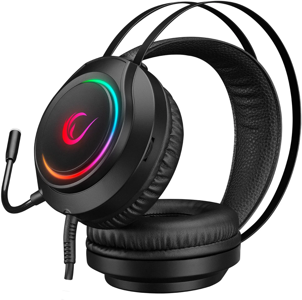 Rampage RM-K45 ORBIT-S juodos RGB LED 7.1 žaidimų ausinės su reguliuojamu mikrofonu