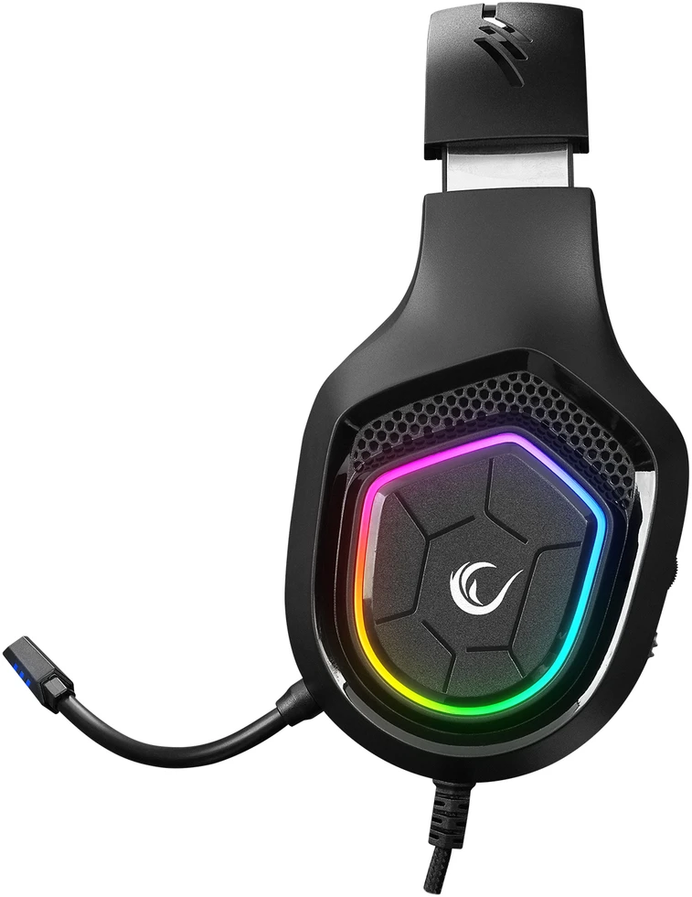 Rampage RM-K90 Vector juodos RGB LED žaidimų ausinės su mikrofonu 3.5mm