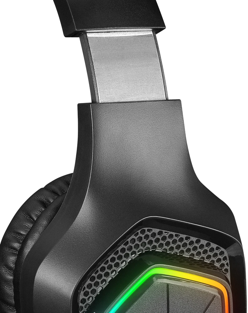 Rampage RM-K90 Vector juodos RGB LED žaidimų ausinės su mikrofonu 3.5mm