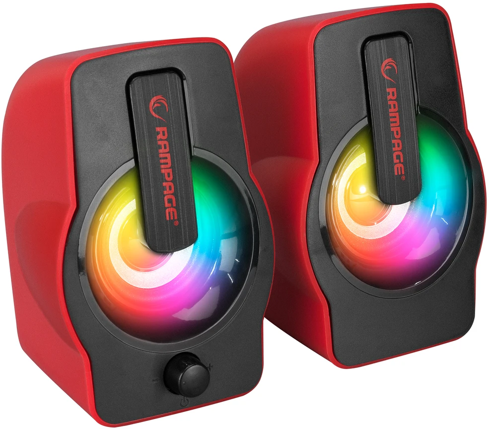 Kompiuterio kolonėlės RAMPAGE RMS-G7 FALSETTO 2.0 RGB USB žaidimų kolonėlės (raudona)