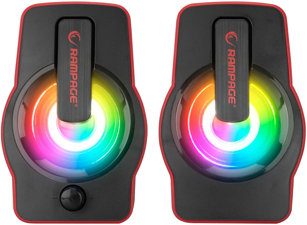Kompiuterio kolonėlės RAMPAGE RMS-G7 FALSETTO 2.0 RGB USB žaidimų kolonėlės (raudona)