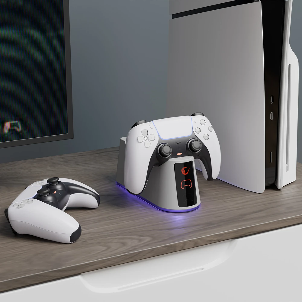 Rampage RP-PS5 PlayStation 5 greito įkrovimo stotelė su RGB apšvietimu