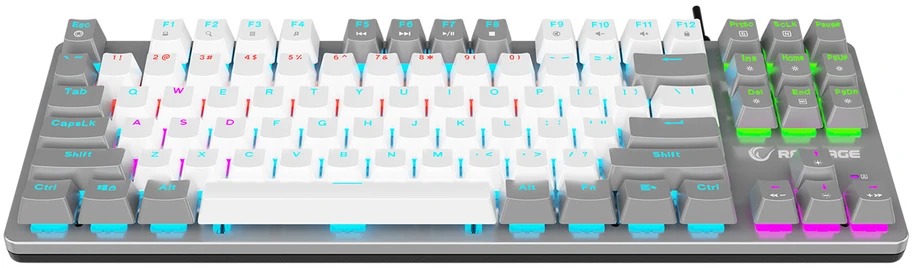 Mėlyna Klaviatūra žaidimams Rampage Snug Mėlyna su laidu mechaninė su pašvietimu balta ir-pilka