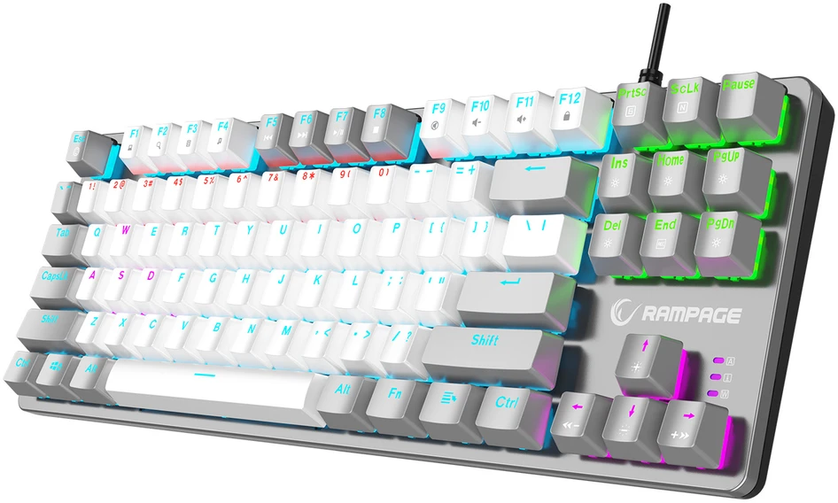 Klaviatūra žaidimams Rampage Snug KRGD Raudona Switch su laidu mechaninė su pašvietimu szaro-balta