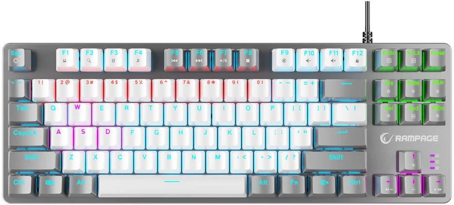 Klaviatūra žaidimams Rampage Snug KRGD Raudona Switch su laidu mechaninė su pašvietimu szaro-balta