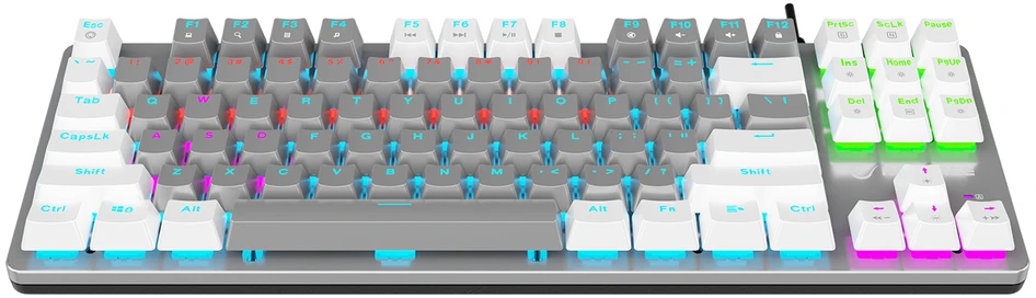 Klaviatūra žaidimams Rampage Snug KRGD Raudona Switch su laidu mechaninė su pašvietimu balta ir-pilka