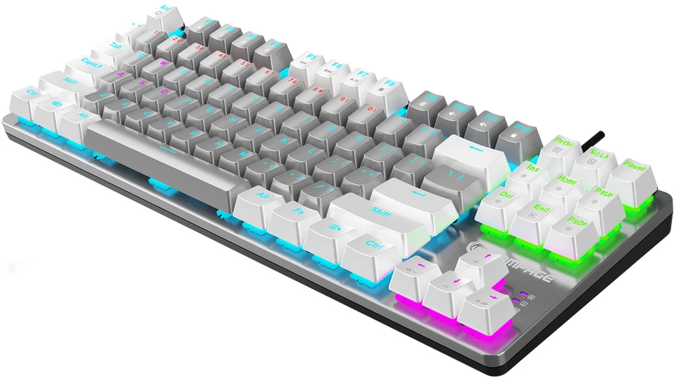 Klaviatūra žaidimams Rampage Snug KRGD Raudona Switch su laidu mechaninė su pašvietimu balta ir-pilka