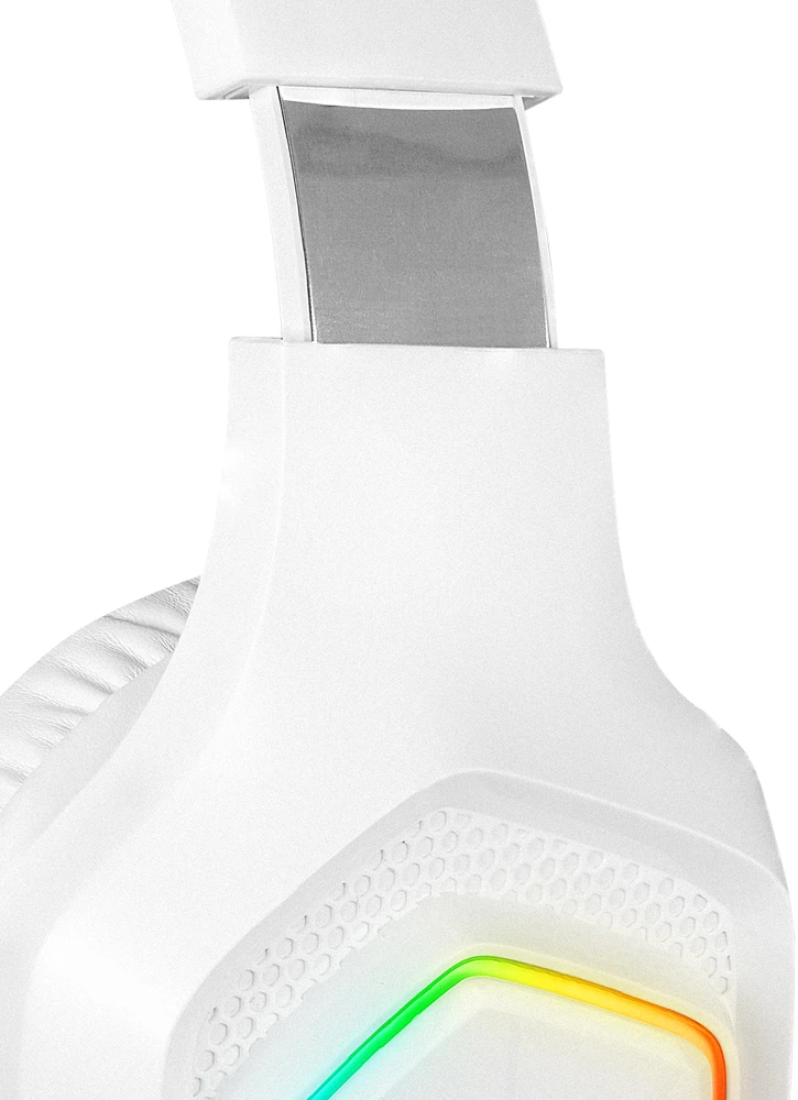 Žaidimų ausinės Rampage RM-K90 VECTOR, Baltos su RGB Led, USB type-C, su mikrofonu