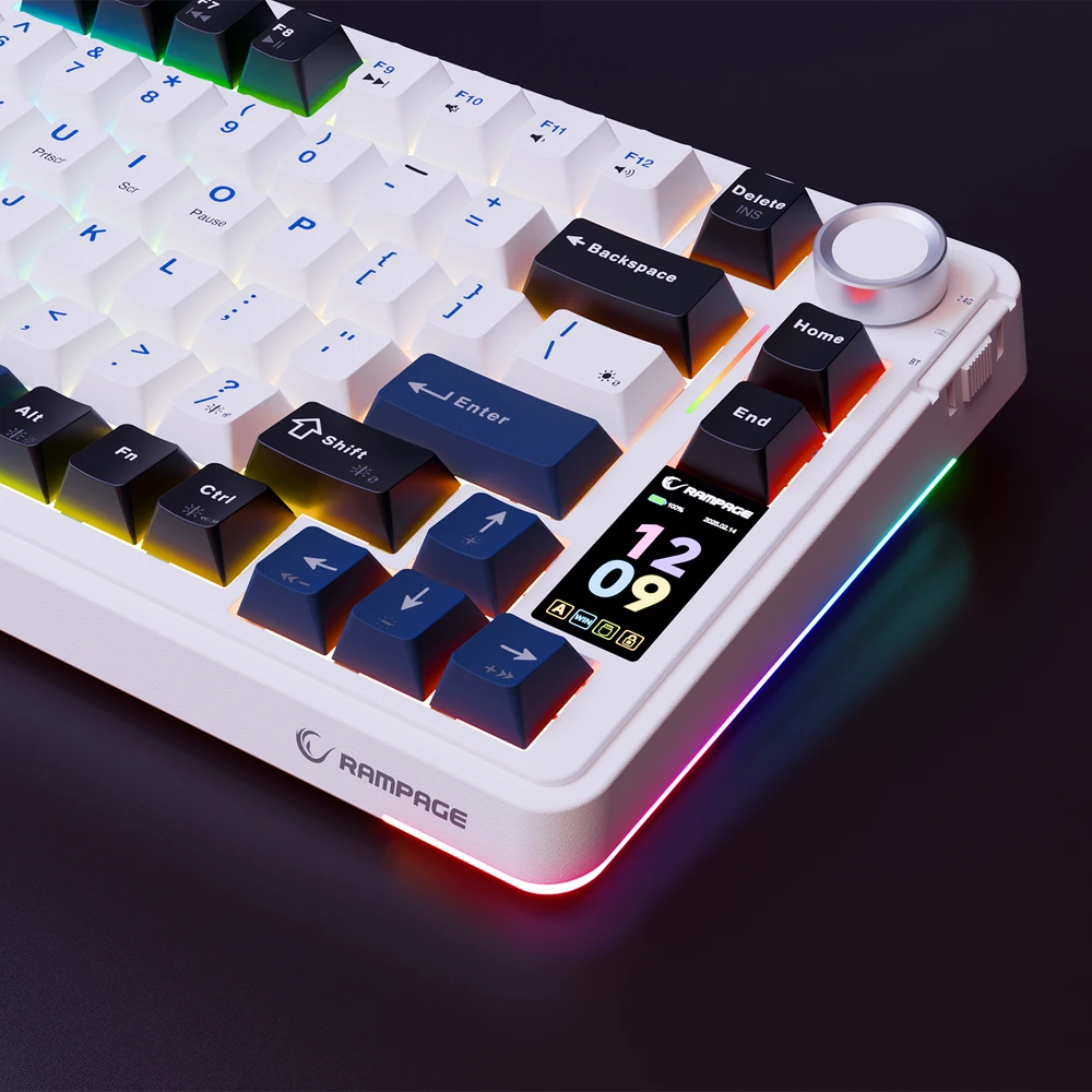Klaviatūra žaidimams Rampage Quell Pro Leobog Star Vector belaidė mechaninė su pašvietimu balta