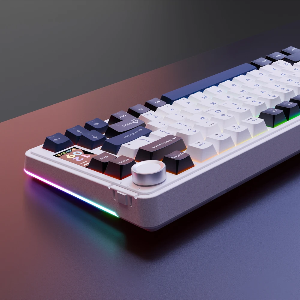 Klaviatūra žaidimams Rampage Quell Pro Leobog Star Vector belaidė mechaninė su pašvietimu balta
