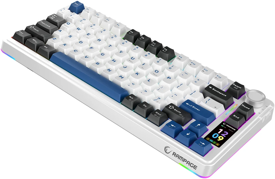 Klaviatūra žaidimams Rampage Quell Pro Leobog Star Vector belaidė mechaninė su pašvietimu balta