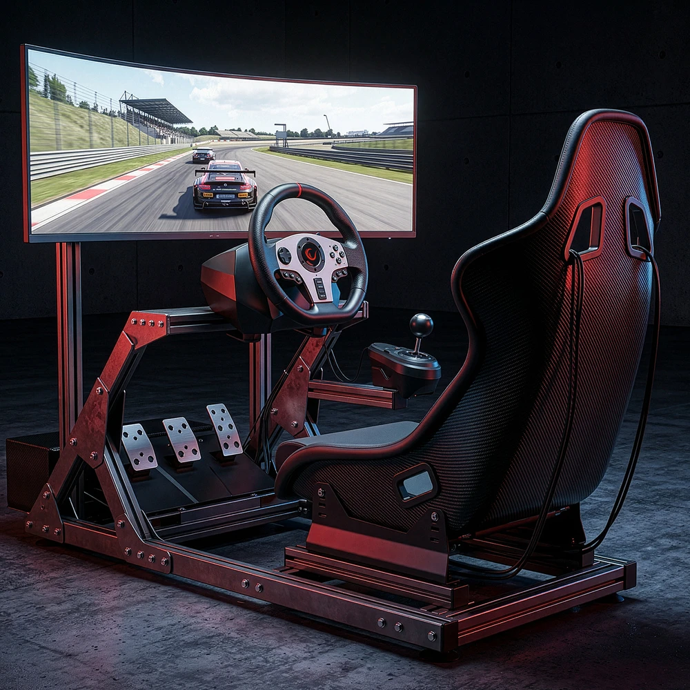 Žaidimų vairas RAMPAGE V902 PC. 3 pedalai - Rankinis bėgių perjungimas