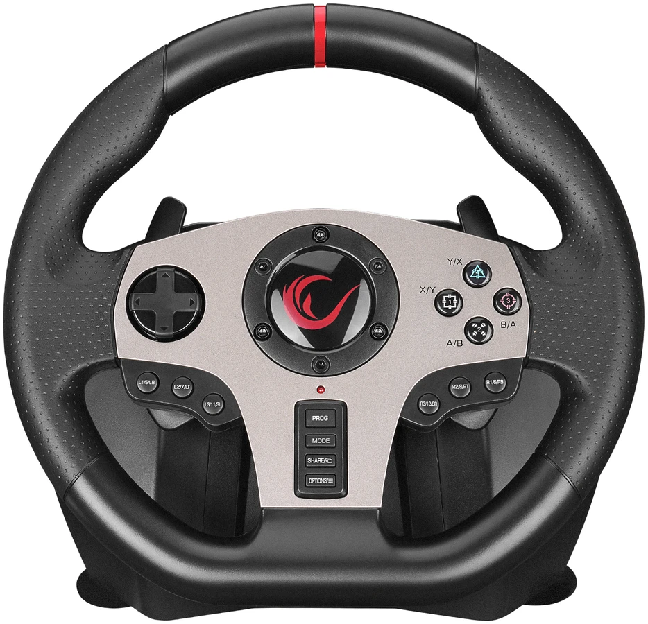 Žaidimų vairas RAMPAGE V902 PC. 3 pedalai - Rankinis bėgių perjungimas