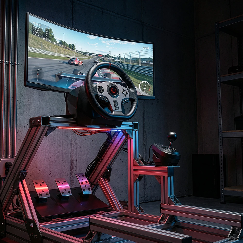 Žaidimų vairas RAMPAGE V902 PC. 3 pedalai - Rankinis bėgių perjungimas