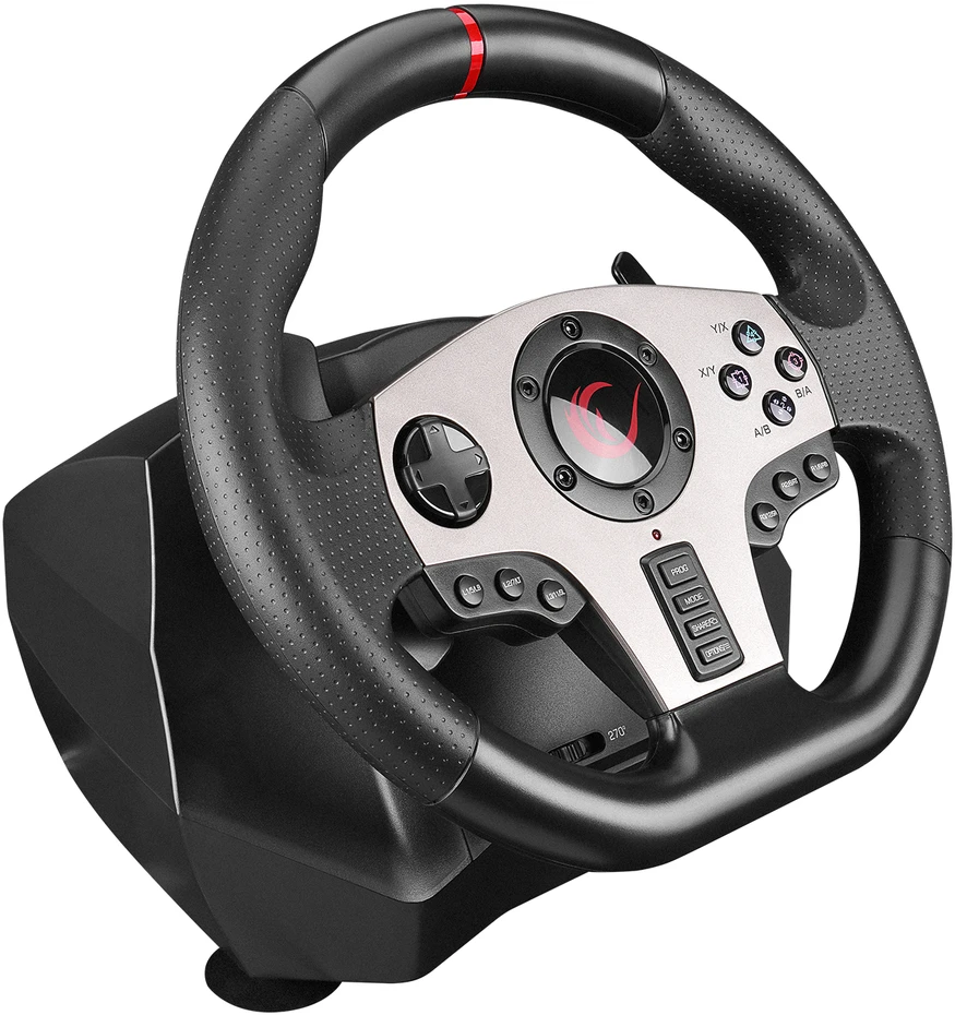 Žaidimų vairas RAMPAGE V902 PC. 3 pedalai - Rankinis bėgių perjungimas