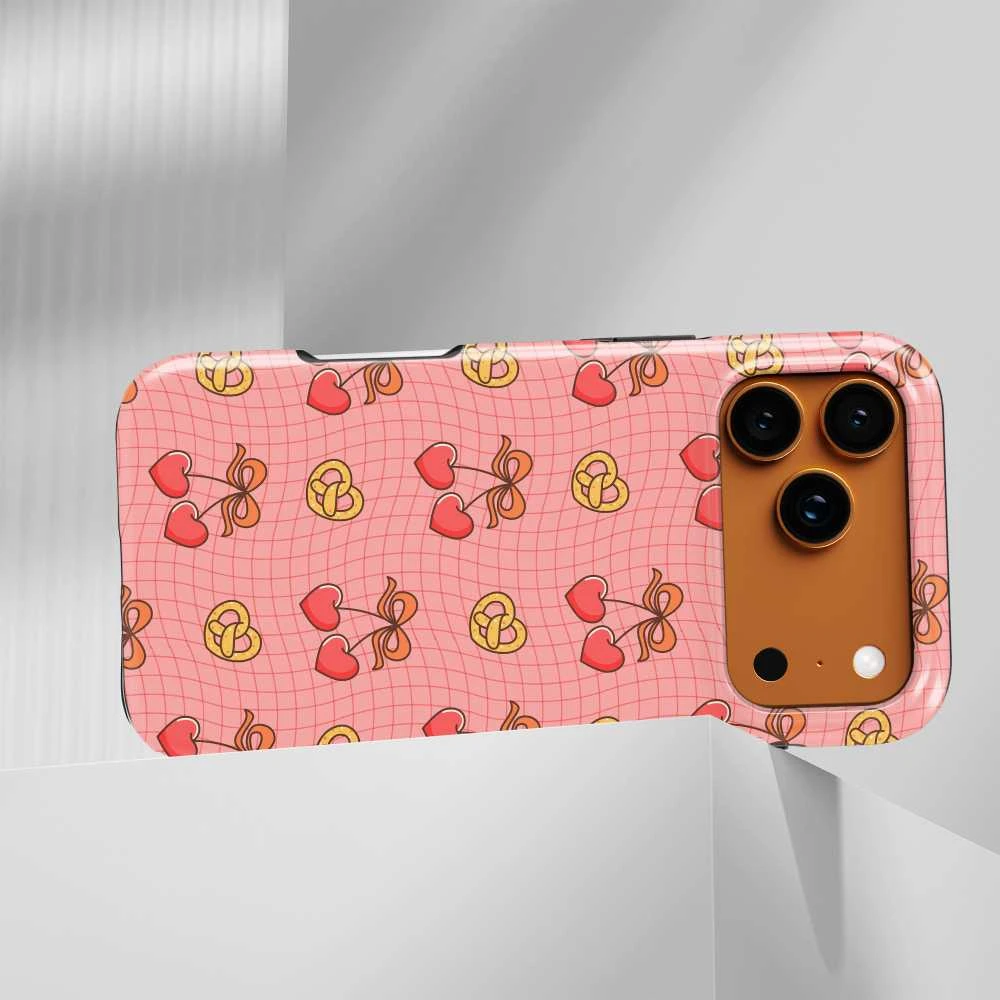 Voltuna Dėklas „Cherry Bow Grid“ su MagSafe Apple iPhone 13-17 modeliams