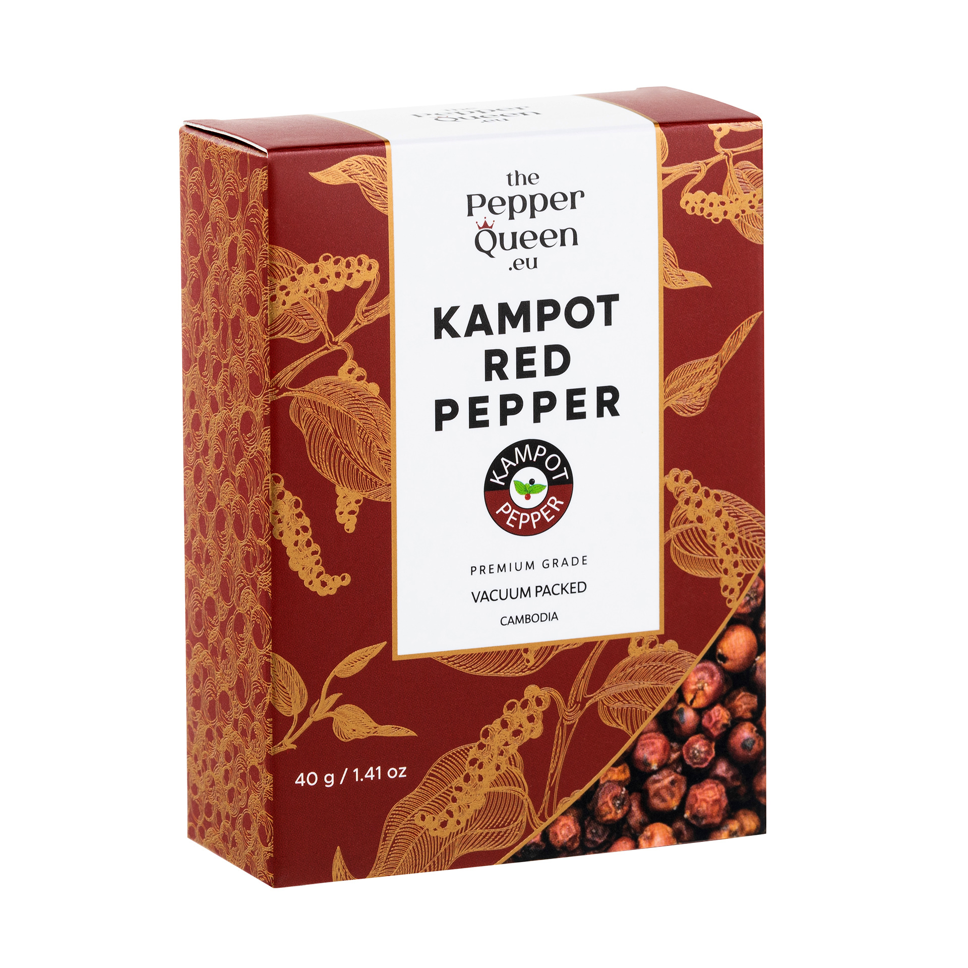 Farmex Kambodza Raudonieji Kampoto pipirai, vakuuminė pakuotė, 40 g aprašymas - Prekės nuotrauka