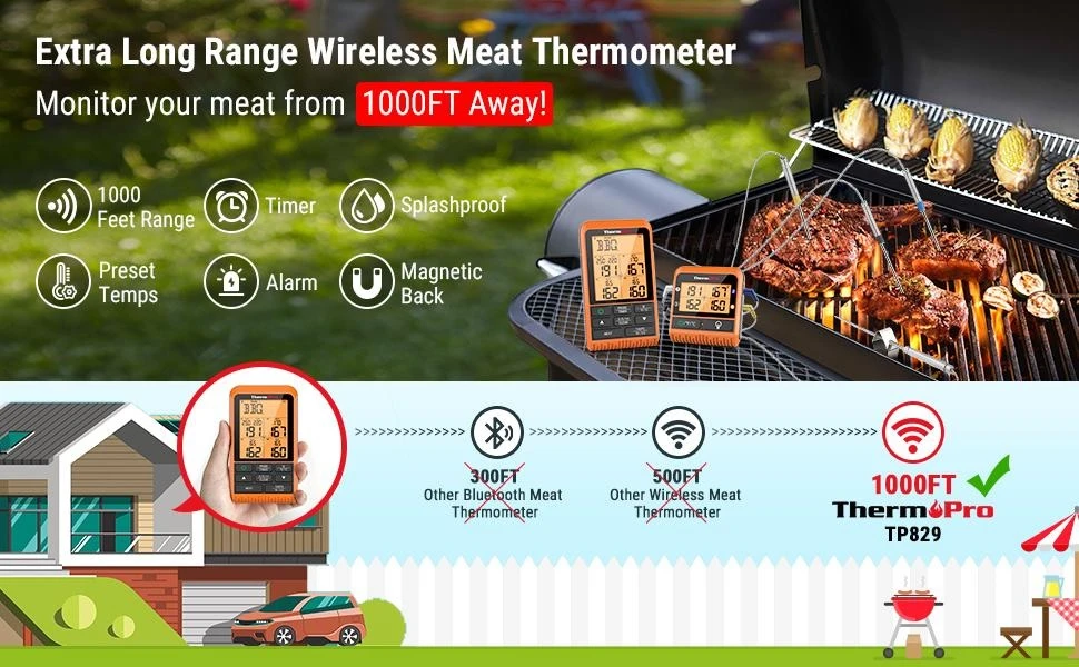Skaitmeninis bevielis maisto termometras ThermoPro TP-829 aprašymas - Prekės nuotrauka