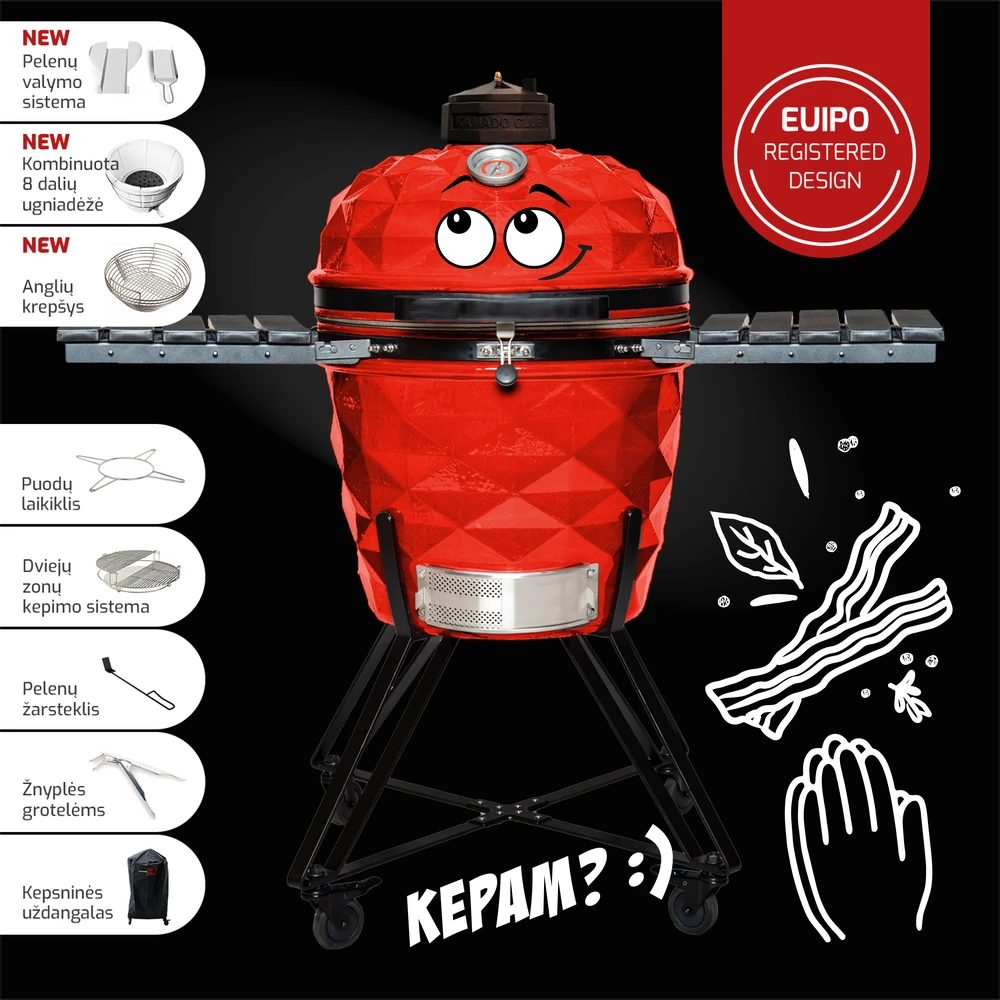 Kamado Club KAMADOCLUB PRO 2 PREMIUM+ KEPSNINĖ, RAUDONA