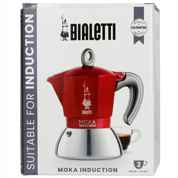 Kavinukas Bialetti Moka Induction 2TZ (100ml), raudonas