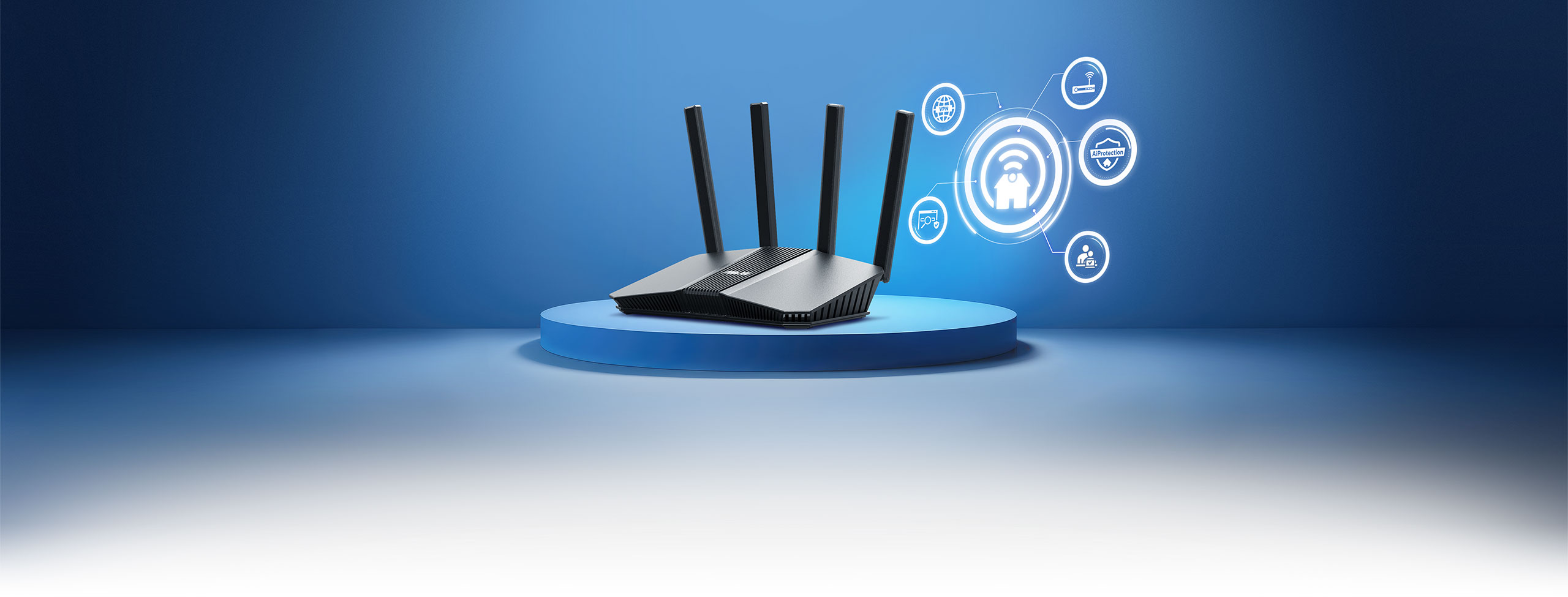 Maršrutizatorius ASUS RT-BE58U WiFi 7, BE3600, iki 3600 Mb/s, 2,5 GbE, AiMesh, MLO, 4 antenos aprašymas - Prekės nuotrauka