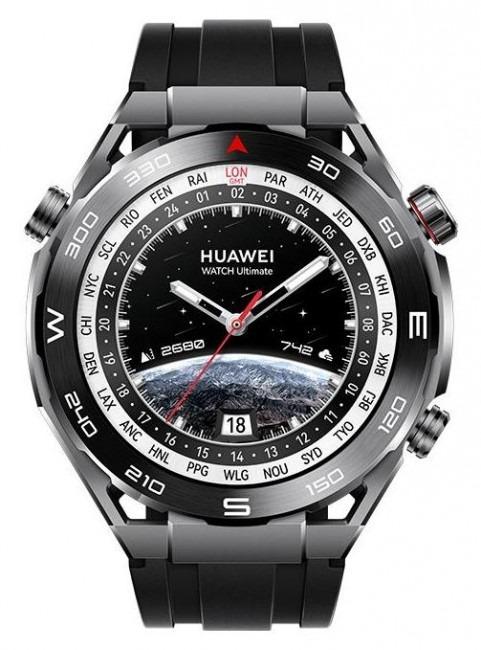 Išmanusis laikrodis Huawei Watch Ultimate Expedition, Sidabrinės ir juodos spalvos korpusas su juodu dirželiu