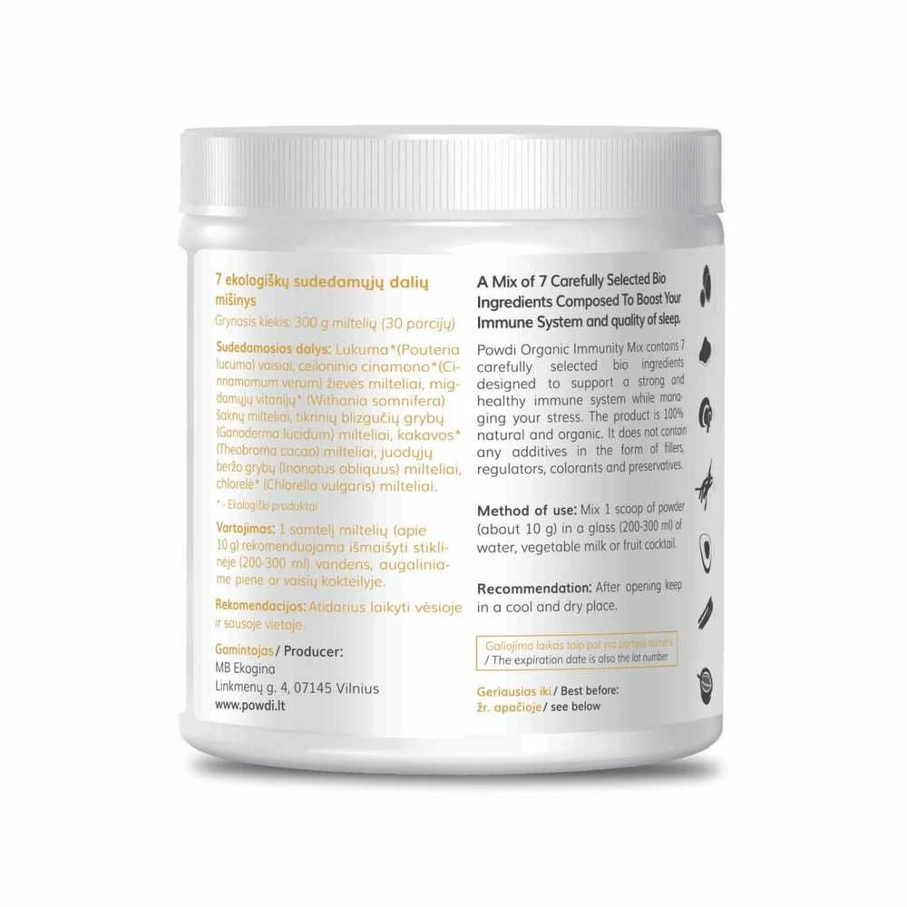 Powdi Immunity MIX kokteilis, 300g – vitaminas C, supermaistas imunitetui ir energijai, apsauga šaltuoju sezonu