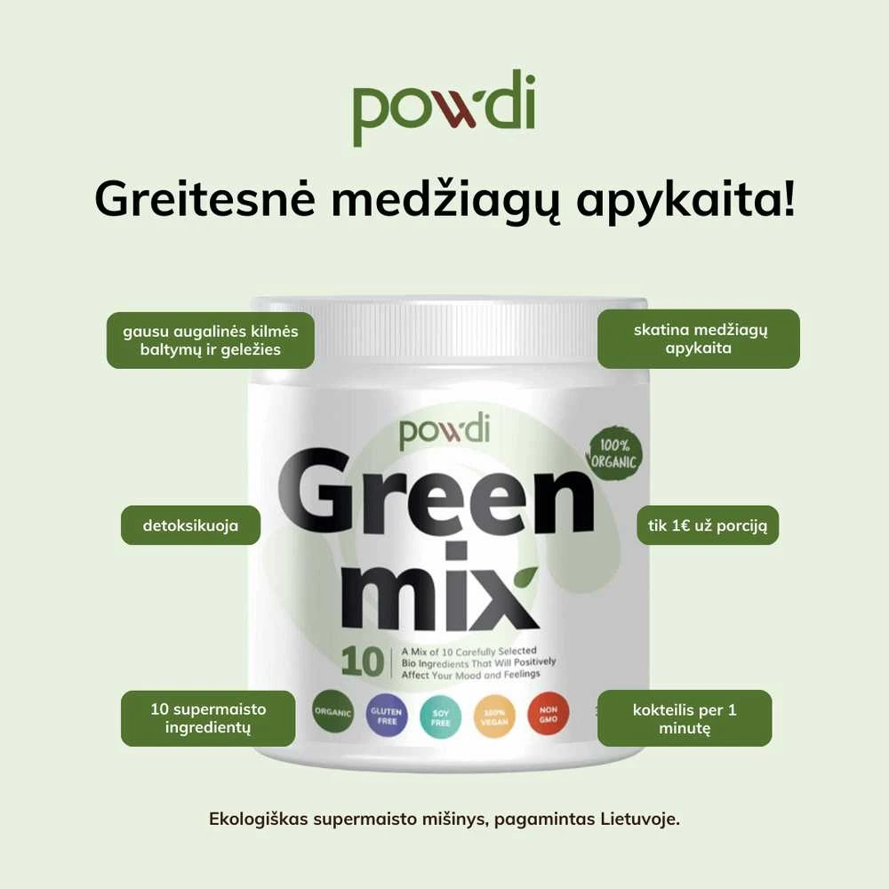 Powdi Rinkinys: Sveikatos kokteilis detoksikacijai (300g) su Gertuve (500 ml) – supermaistas žarnyno veiklai, mikrobiotai ir virškinimui palaikyti