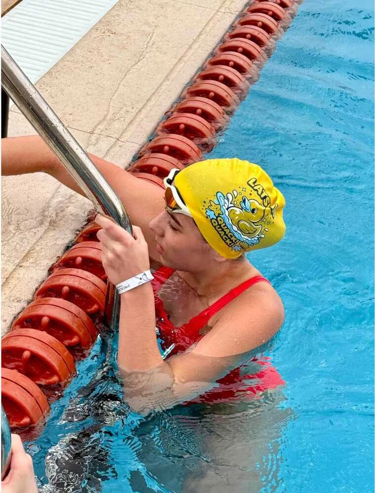 LATSWIM Junior Silicone Swim Cap Quack! Quac