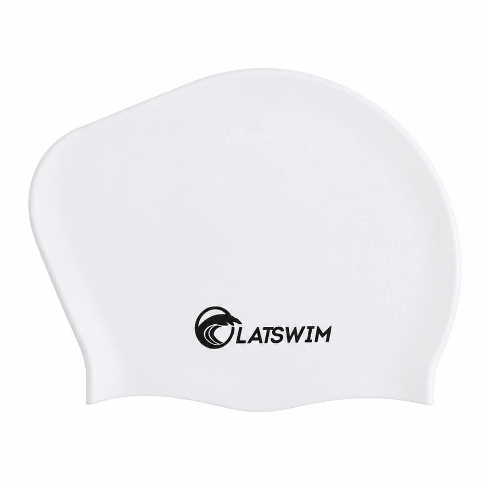 LATSWIM Long Hair Silicone Swim Cap Baltas/Juodas