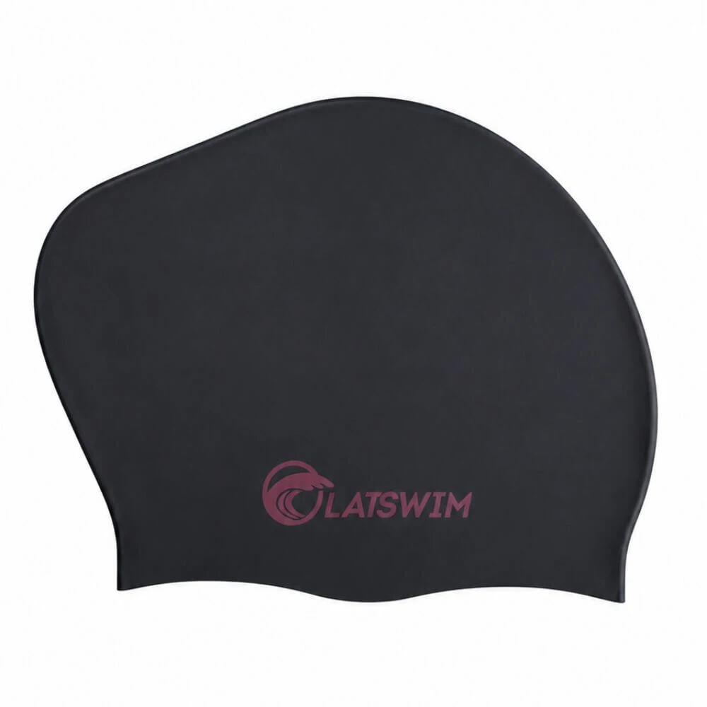 LATSWIM Long Hair Silicone Swim Cap Juodas/Magenta