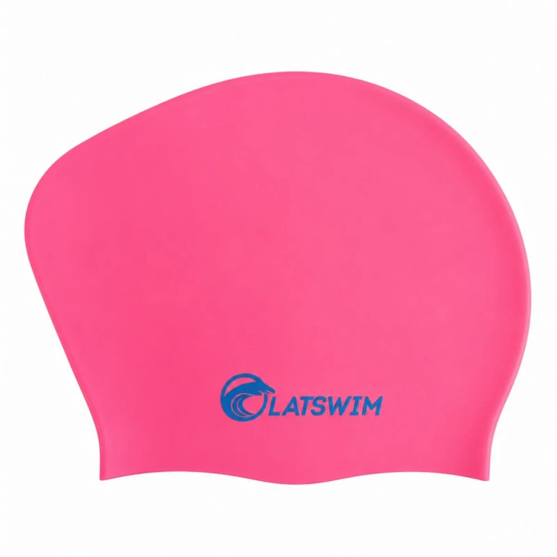 LATSWIM Long Hair Silicone Swim Cap Rožinė/Light Mėlyna