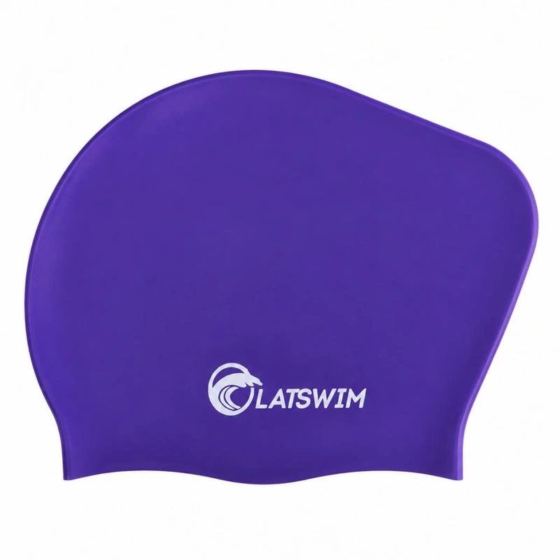 LATSWIM Long Hair Silicone Swim Cap Violetinė/Baltas