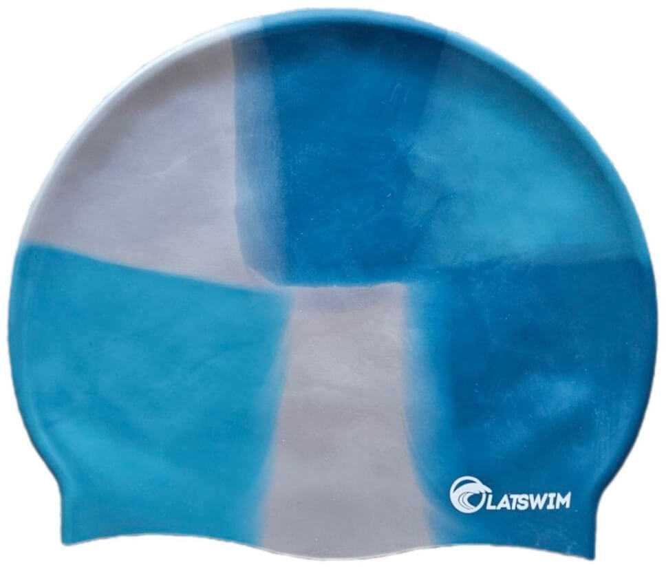 LATSWIM Multicolor Silicone Swim Cap Sidabrinis/Turquoise