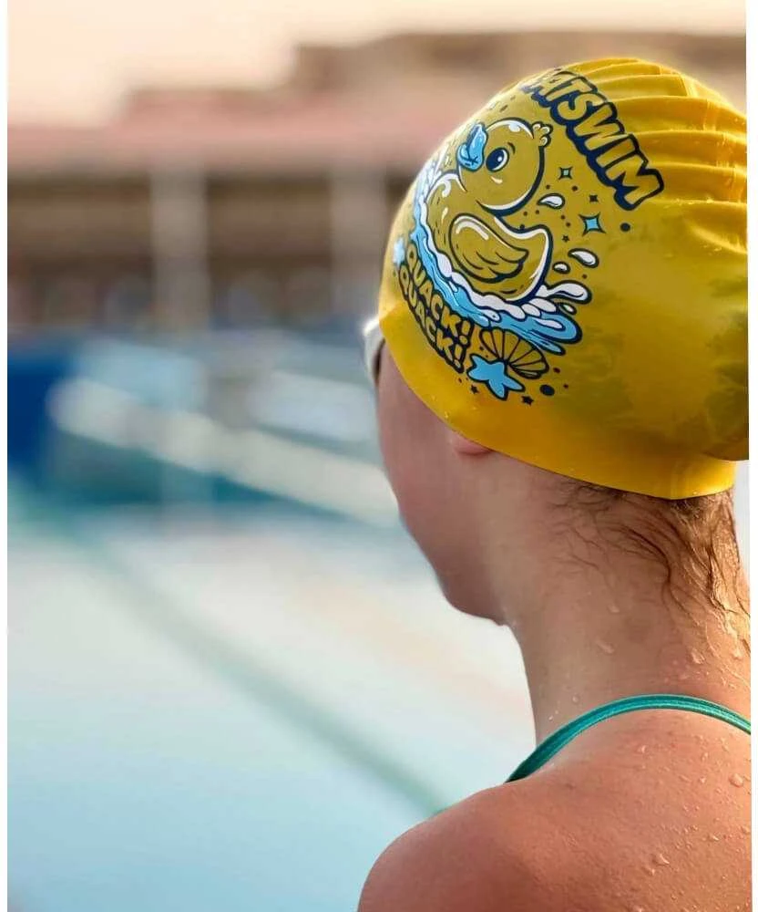 LATSWIM Silicone Swim Cap Quack! Quack!