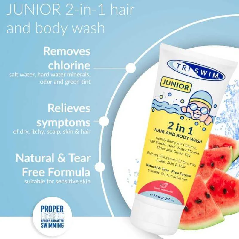 TRISWIM Chlorine Removing Hair & Kūno prausiklis For Kids Sweet Watermelon (251ml)