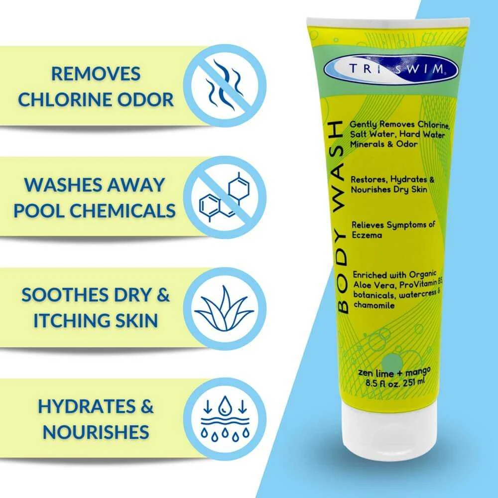 TRISWIM Chlorine Removing Kūno prausiklis For Swimmers Lime Mango (251ml)