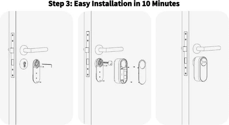 Aqara U200 lite išmanioji durų spyna Matter, Apple Home juoda (EL-D03D)