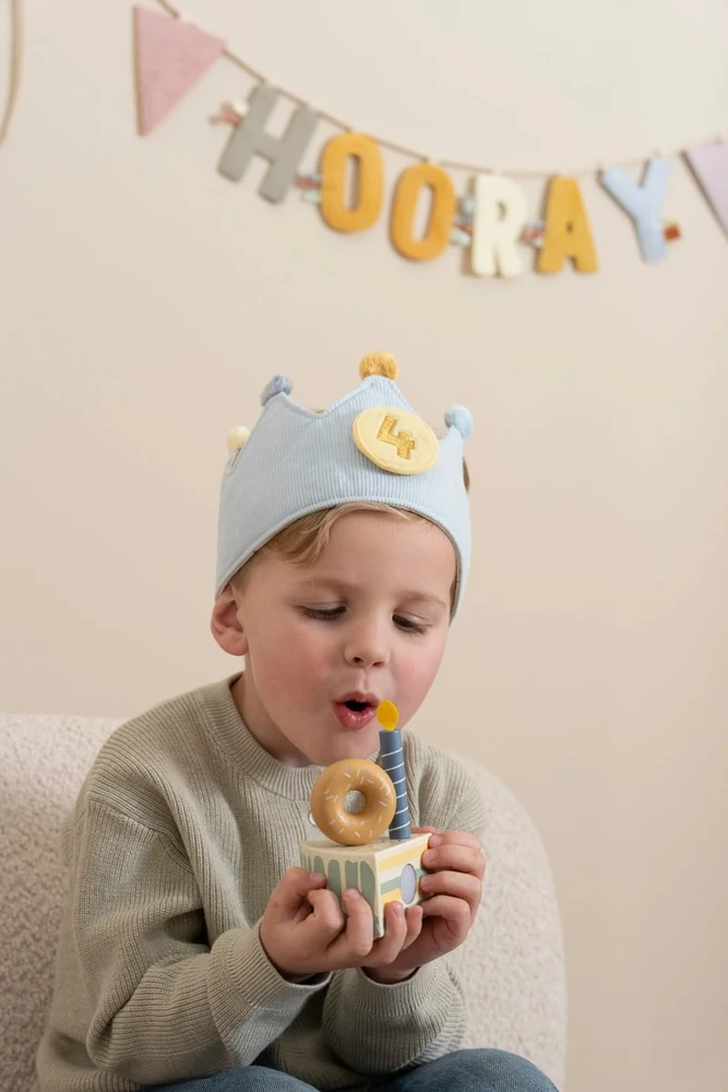 Little Dutch Gimtadienio karūna su skaičiais, melsva