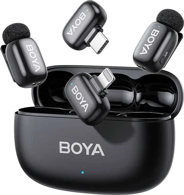 Mikrofony BOYA mini 2-01 belaidės 2.4GHz USB-C - juoda