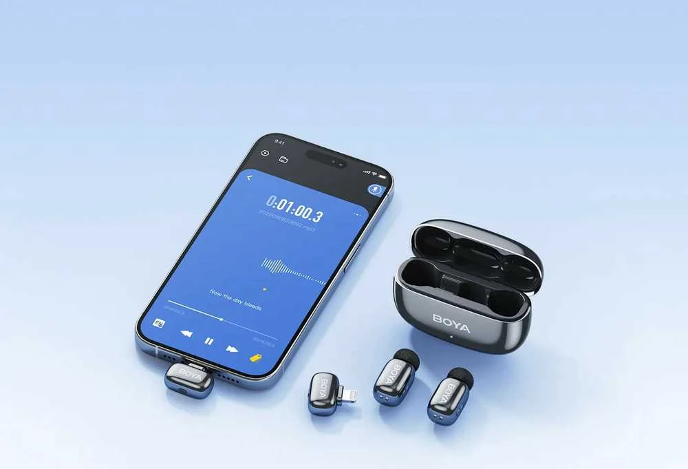 Mikrofony BOYA mini 2-01 belaidės 2.4GHz USB-C - juoda