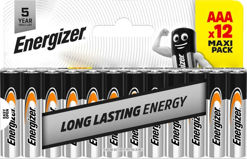 Energizer AAA baterijos, 12 vienetų pakuotė