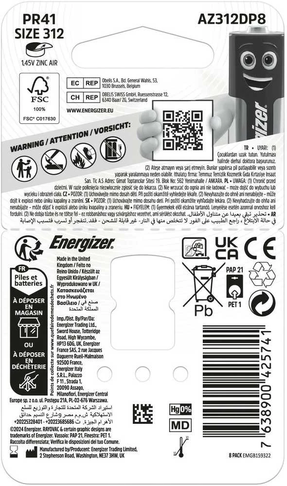 ENERGIZER HEARING AID 312 -8 PACK