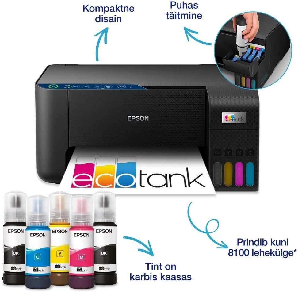 Daugiafunkcis spausdintuvas Epson EcoTank L3271 | Inkjet | Spalvotas | A4 | Wi-Fi | Juodas