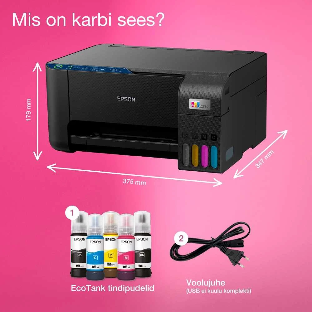 Daugiafunkcis spausdintuvas Epson EcoTank L3271 | Inkjet | Spalvotas | A4 | Wi-Fi | Juodas