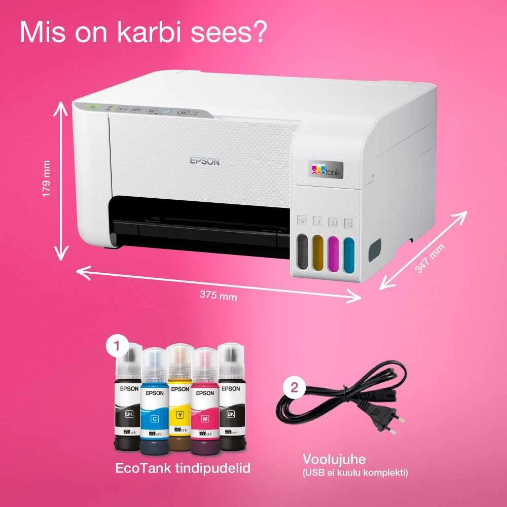 Daugiafunkcis spausdintuvas Epson EcoTank L3276, rašalinis,  Spalvotas | 3-in-1 | A4 | Wi-Fi | Baltas
