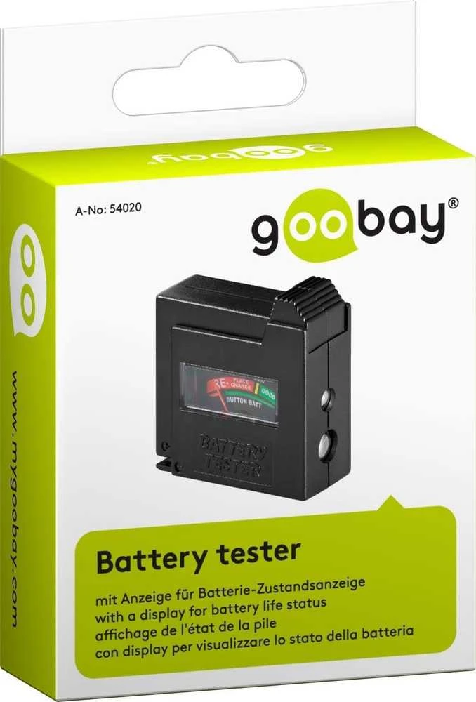 Goobay baterijų testeris pakuotėje