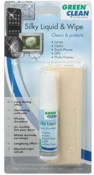 Green Clean Žalias Clean Optinis valymo rinkinys - Žalias valymo skystis ir mikropluošto šluostė